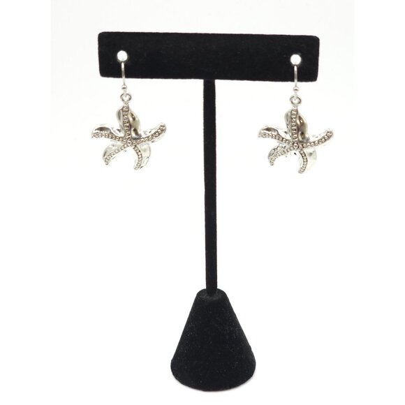 Starfish Dangle Earrings With Silver-Tone Finish And Textured Details For Women - Picture 6 of 8